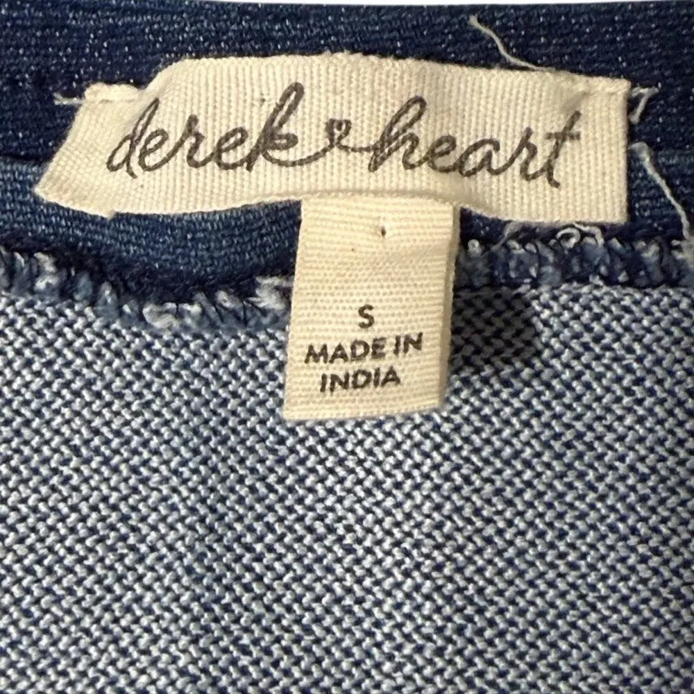 Derek Heart Tow-Tone Color Block Denim Mini Dress Women's Size S - Picture 5 of 6